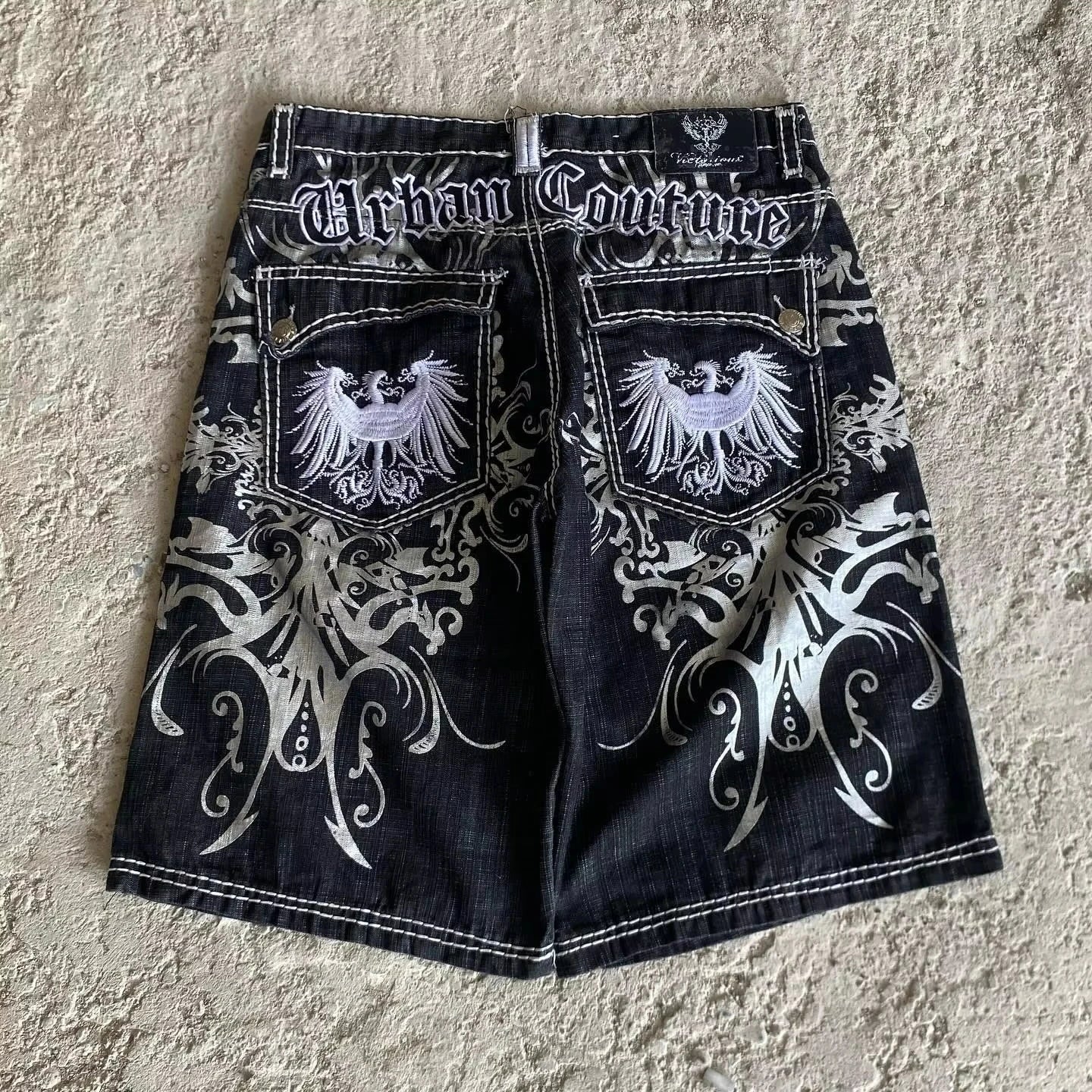 2026 American New Geometric Cherry Blossom Embroidery Wash Jeans Shorts Women Y2K Gothic Hip Hop Popular Casual Joker Shorts