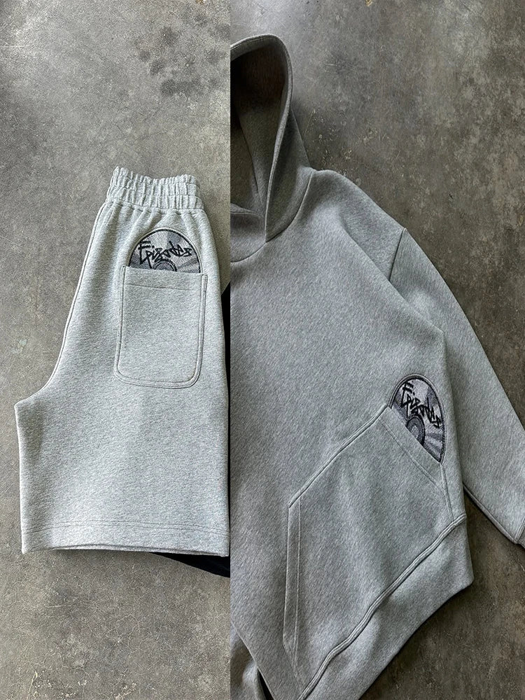 Personalized Hoodie and Sweatpants Set, Long-Sleeved Pullover Hooded Shirt, Retro Coat, Street Style Couple, Multiple Styles