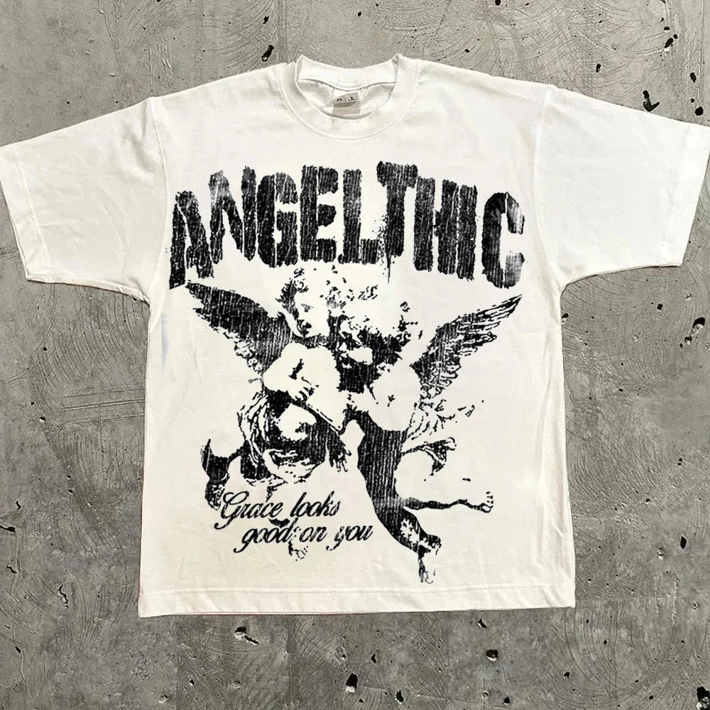 Harajuku Letter Graphic T Shirts Y2k Tops Men Women High Street Oversized T Shirt Pro Choice Streetwear Vintage Tee Clothing