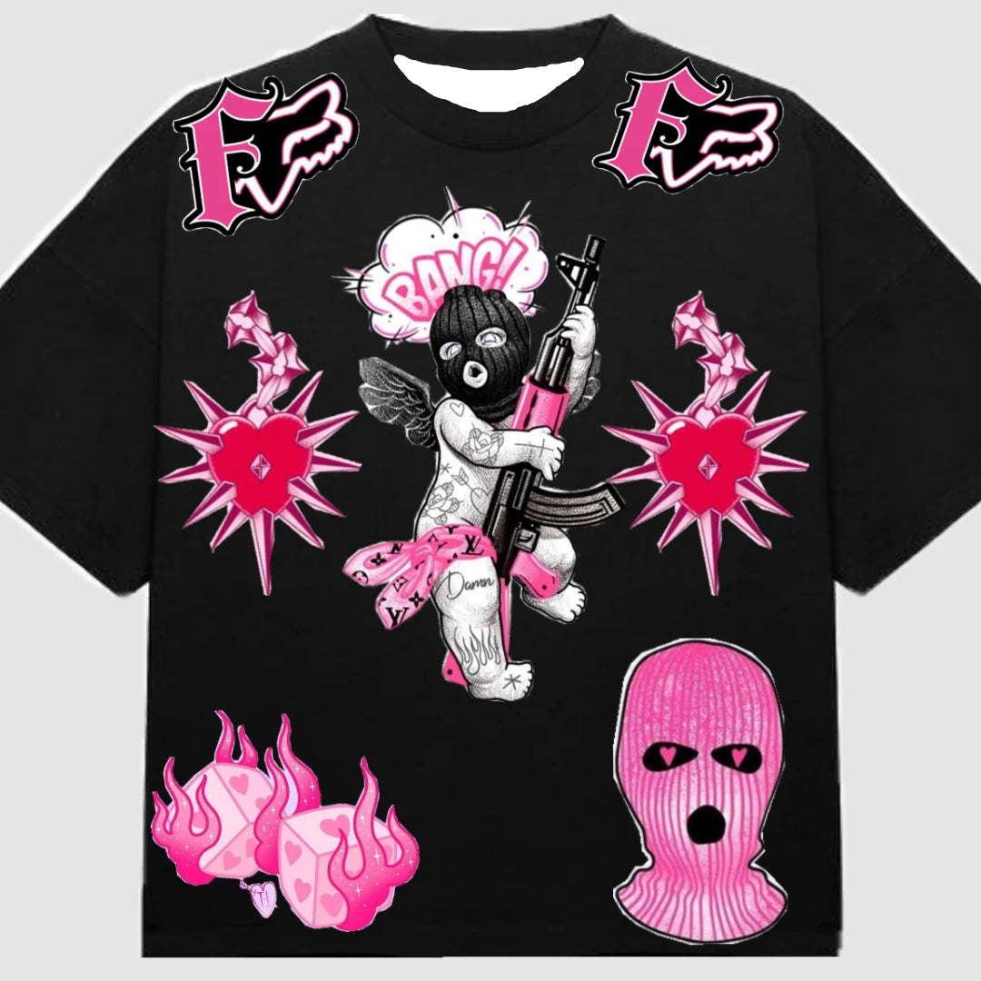 2026 Summer New American Street Trendy Gothic Punk T-shirt for Daily Casual Wear 3D Printed T-shirt for Men and Women Y2k