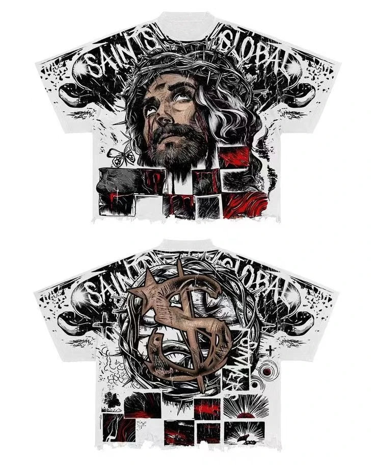 2026 Summer New American Street Trendy Gothic Punk T-shirt for Daily Casual Wear 3D Printed T-shirt for Men and Women Y2k