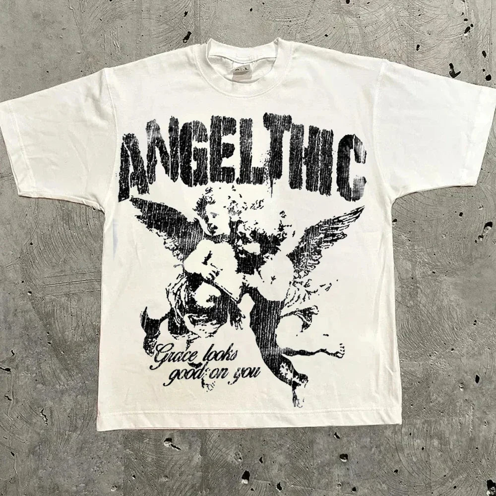 Harajuku Letter Graphic T Shirts Y2k Tops Men Women High Street Oversized T Shirt Pro Choice Streetwear Vintage Tee Clothing