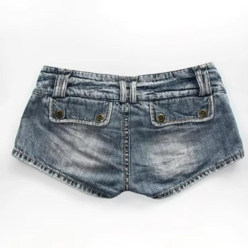 2026 American New Geometric Cherry Blossom Embroidery Wash Jeans Shorts Women Y2K Gothic Hip Hop Popular Casual Joker Shorts