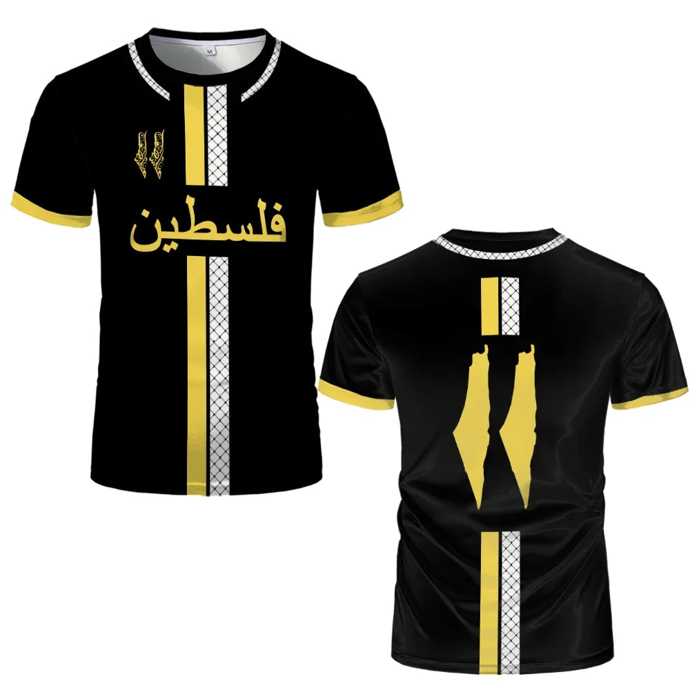 Palestine Football Jersey T Shirts Adult & Kids Light Luxury Digital Printed Soccer Uniforms Summer Mens Palestinian Flag Tees