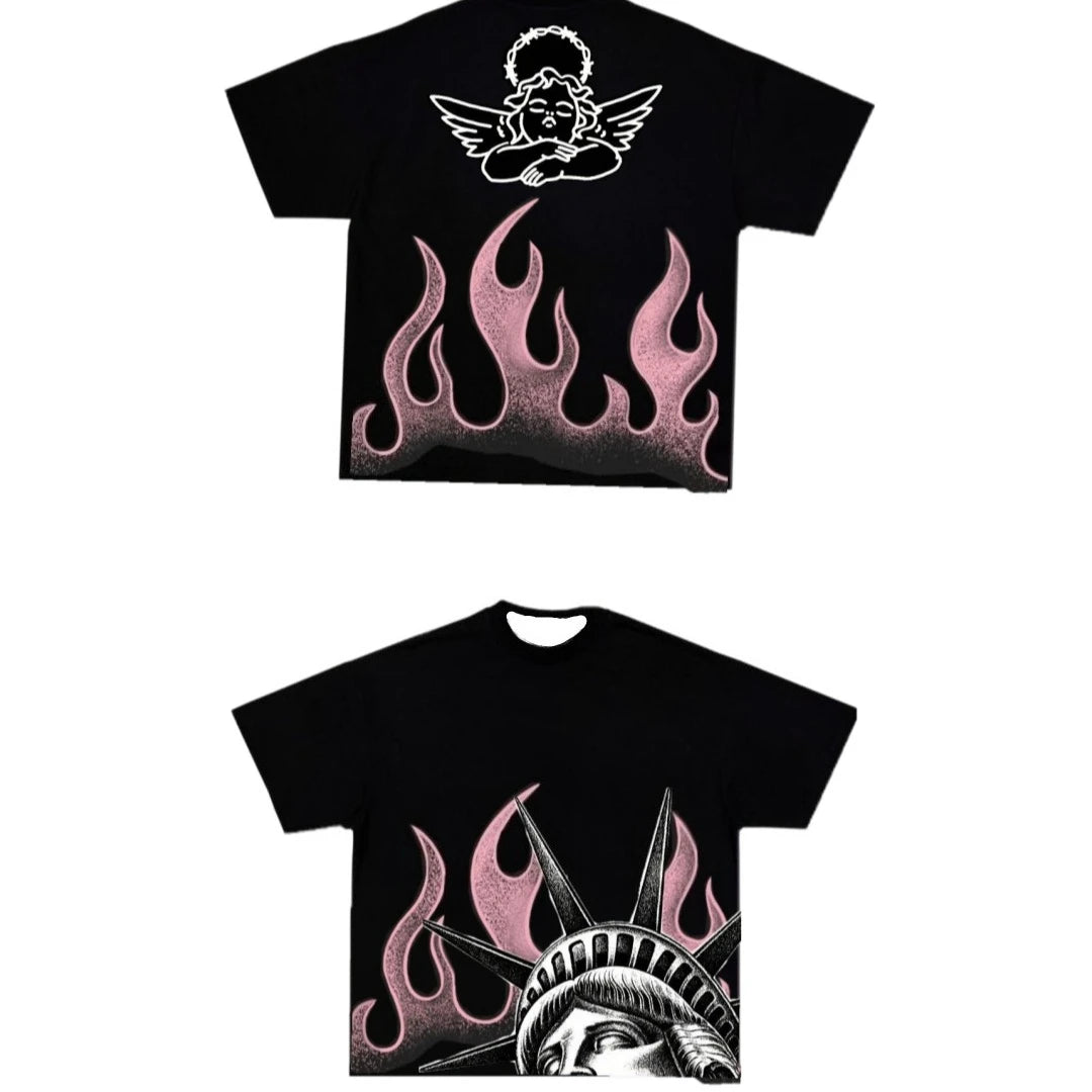 2026 Summer New American Street Trendy Gothic Punk T-shirt for Daily Casual Wear 3D Printed T-shirt for Men and Women Y2k