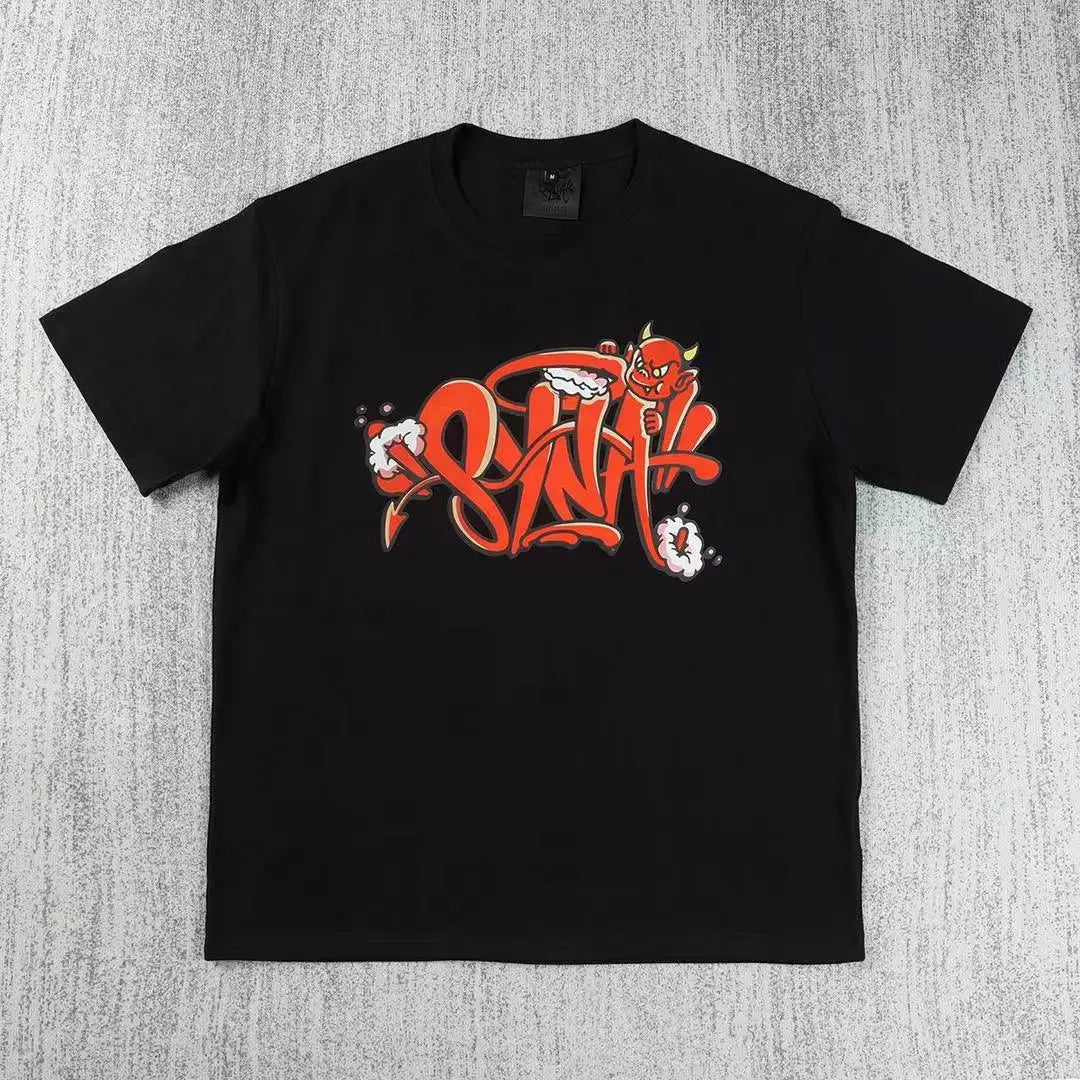 Summer fashion trend brand hip-hop letter print short-sleeved men's T-shirt loose soft round-neck breathable T-shirt for men