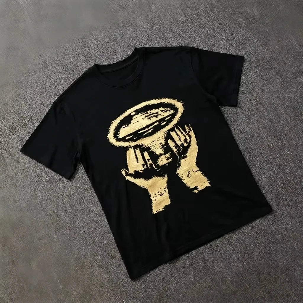 Streetwear Rules The World Graphic Oversized T Shirt Shorts Men Bold Typology Short Sleeve Crew Neck Casual Top Street Style