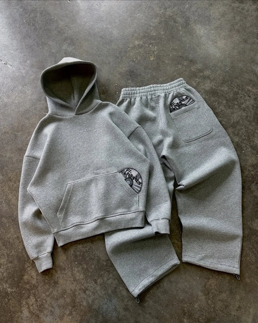 Personalized Hoodie and Sweatpants Set, Long-Sleeved Pullover Hooded Shirt, Retro Coat, Street Style Couple, Multiple Styles