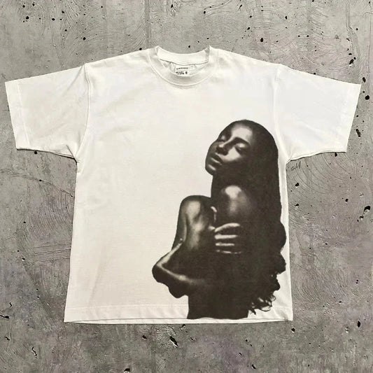 Graphic T-shirt Men Women Vintage Top Hip Hop Streetwear Oversized Tshirt Short Sleeve Casual Clothing Summer Fashion Trendy Tee