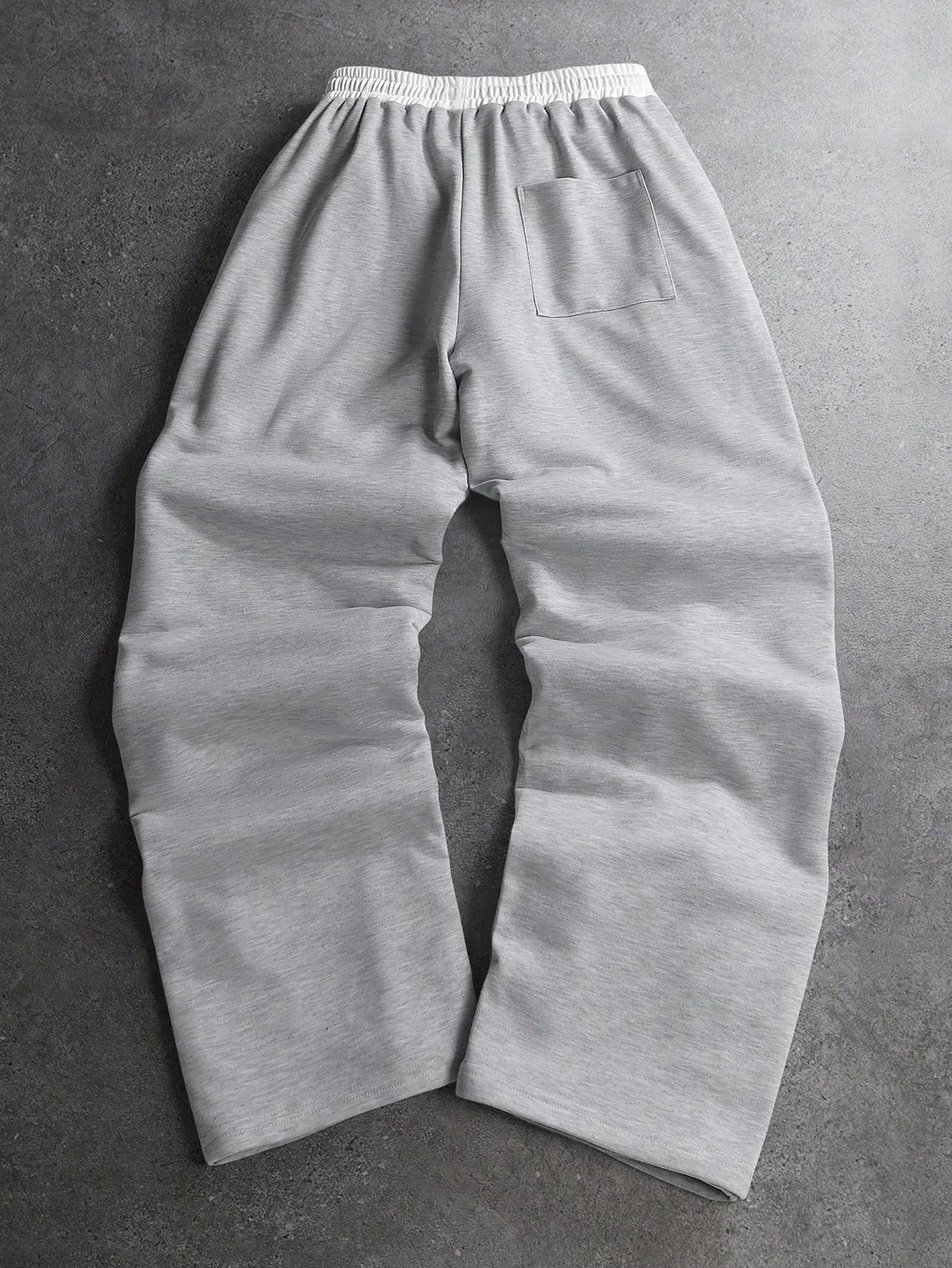 Retro Hip Hop Casual Sweat Trousers, Quick Dry Front Curly Cursive Script Letter Print Heather Grey Straight Sports Bottoms Kids