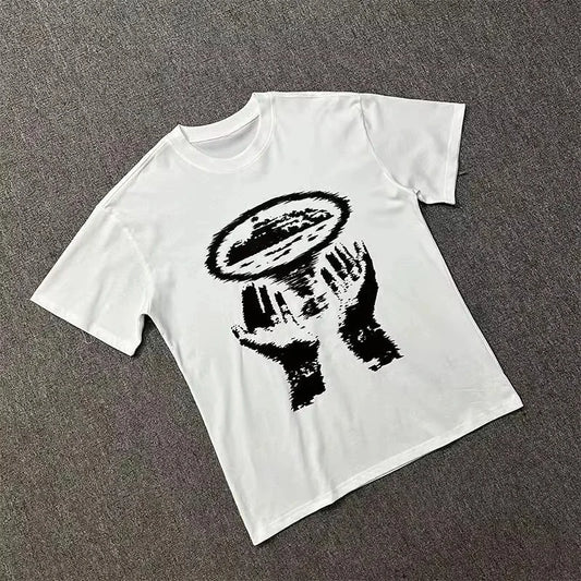 Streetwear Rules The World Graphic Oversized T Shirt Shorts Men Bold Typology Short Sleeve Crew Neck Casual Top Street Style