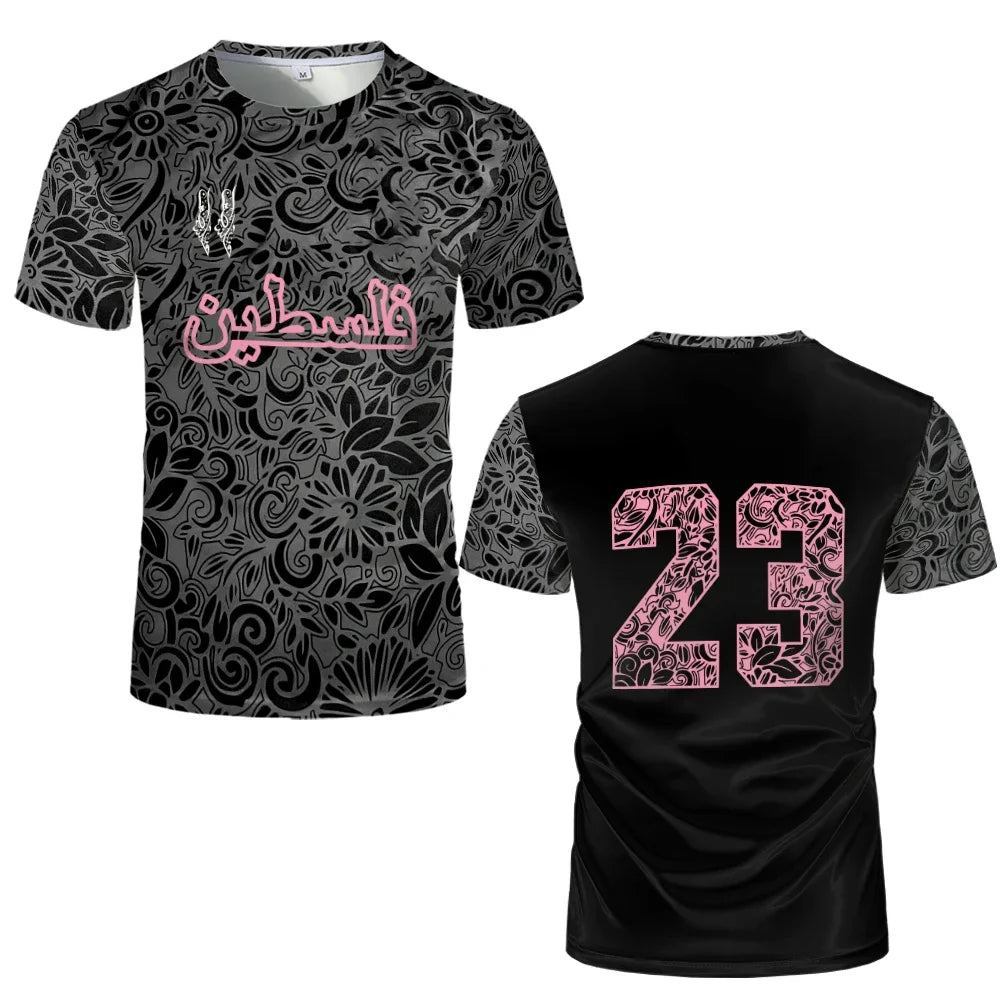 Palestine Football Jersey T Shirts Adult & Kids Light Luxury Digital Printed Soccer Uniforms Summer Mens Palestinian Flag Tees