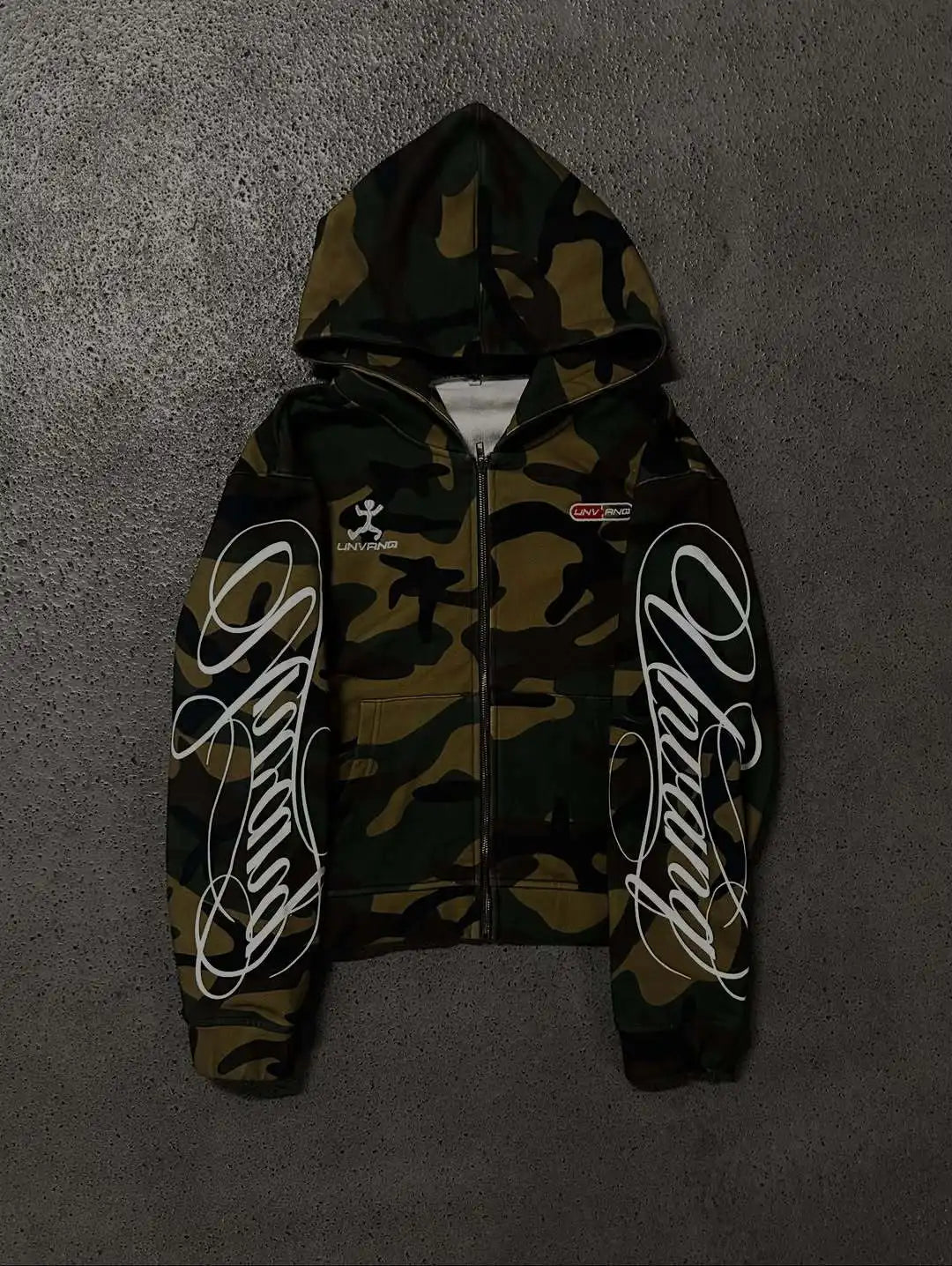 Autumn New Men's and Women's High Street Fashion Embroidery Camouflage Harajuku Ins Style Zipper Hooded Sweatshirt Y2k Clothing