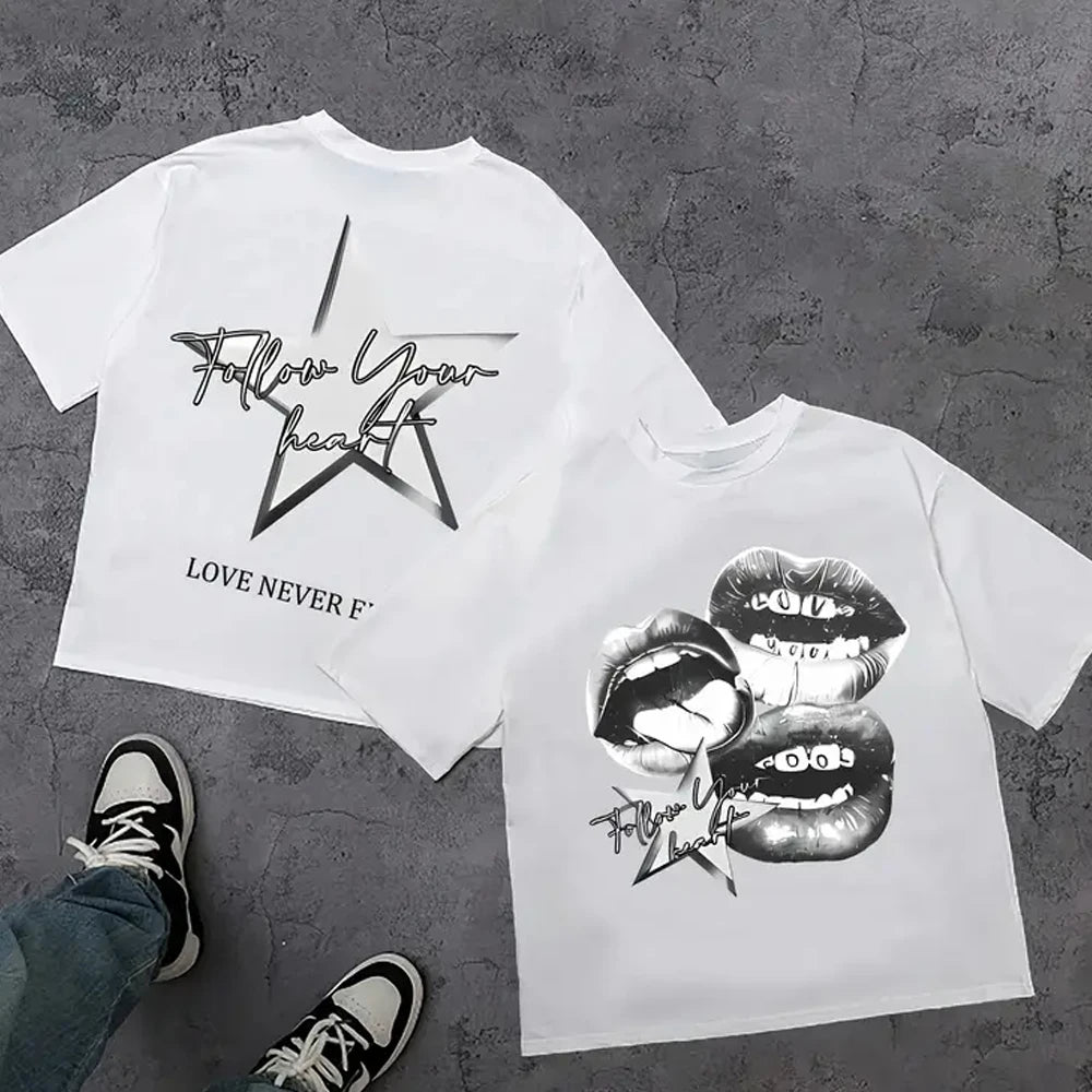 Harajuku Letter Graphic T Shirts Y2k Tops Men Women High Street Oversized T Shirt Pro Choice Streetwear Vintage Tee Clothing