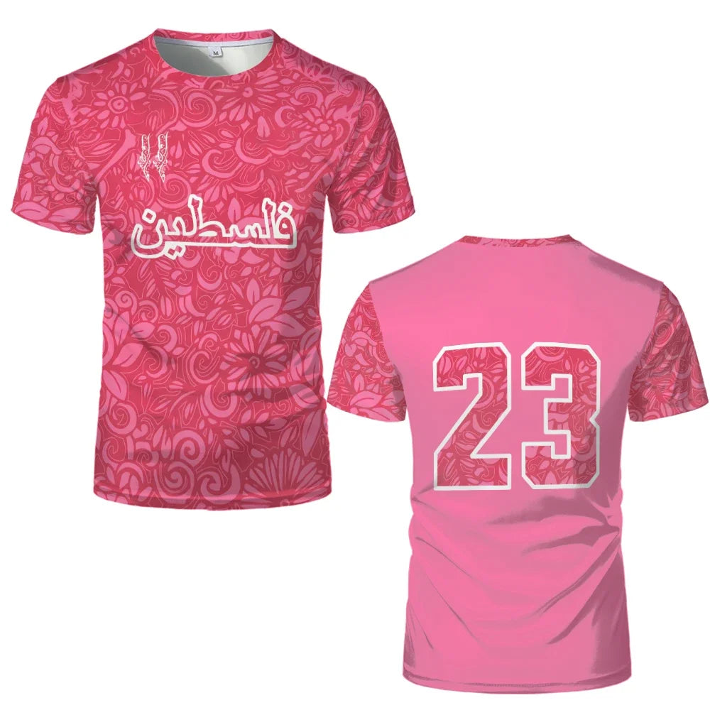 Palestine Football Jersey T Shirts Adult & Kids Light Luxury Digital Printed Soccer Uniforms Summer Mens Palestinian Flag Tees