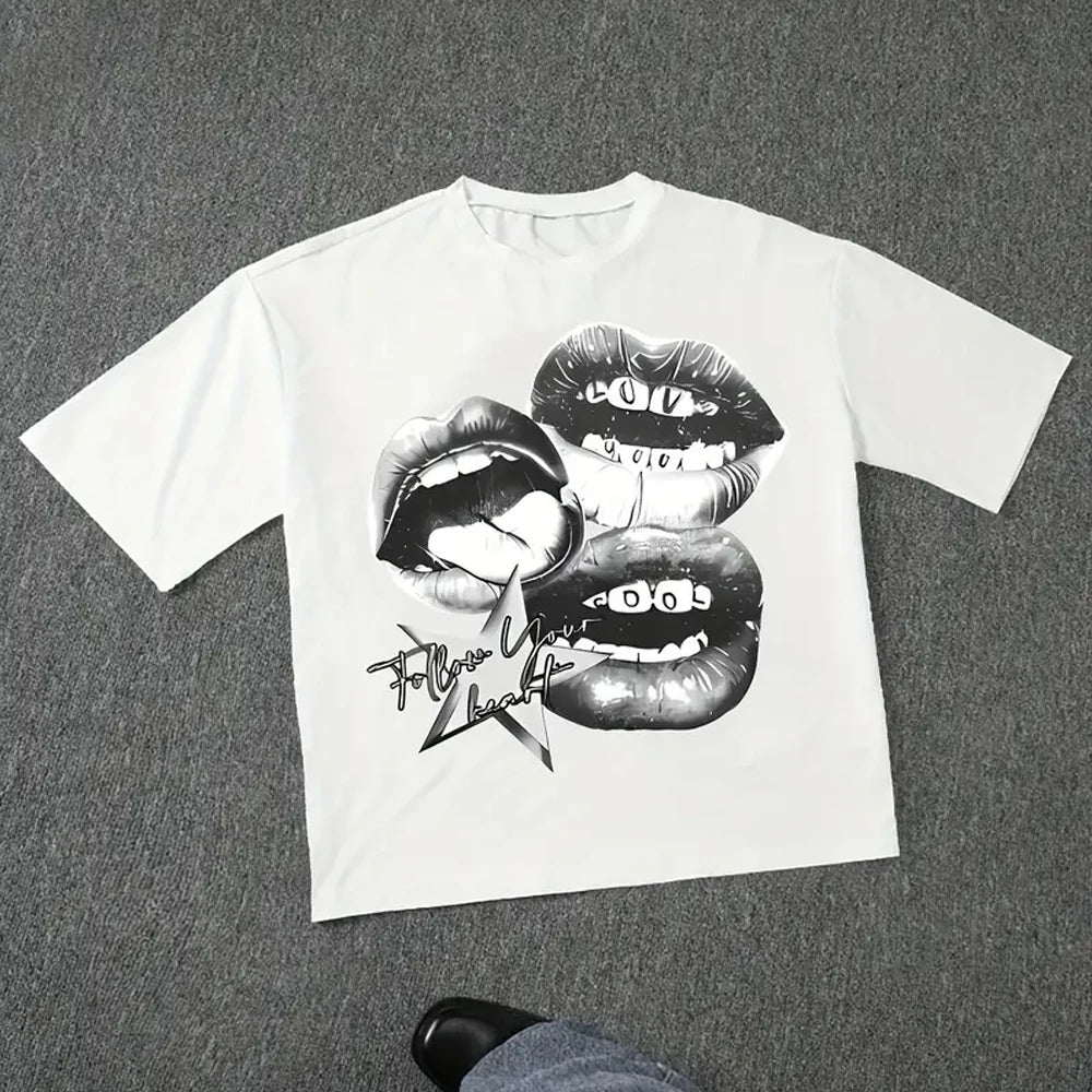 Harajuku Letter Graphic T Shirts Y2k Tops Men Women High Street Oversized T Shirt Pro Choice Streetwear Vintage Tee Clothing